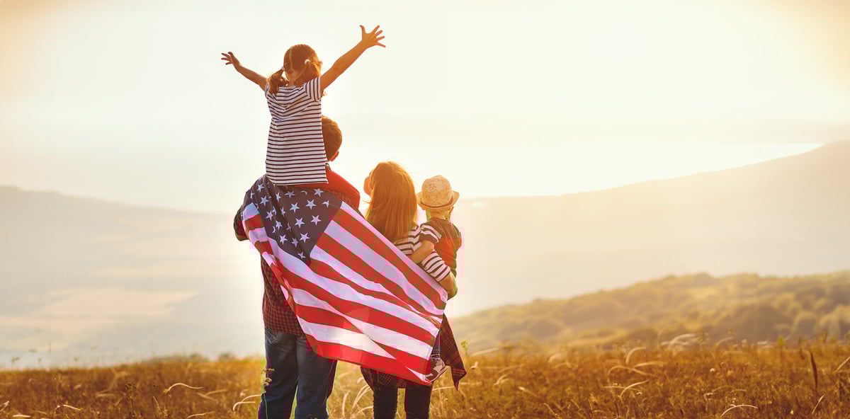 family celebrating 4th of july holiday