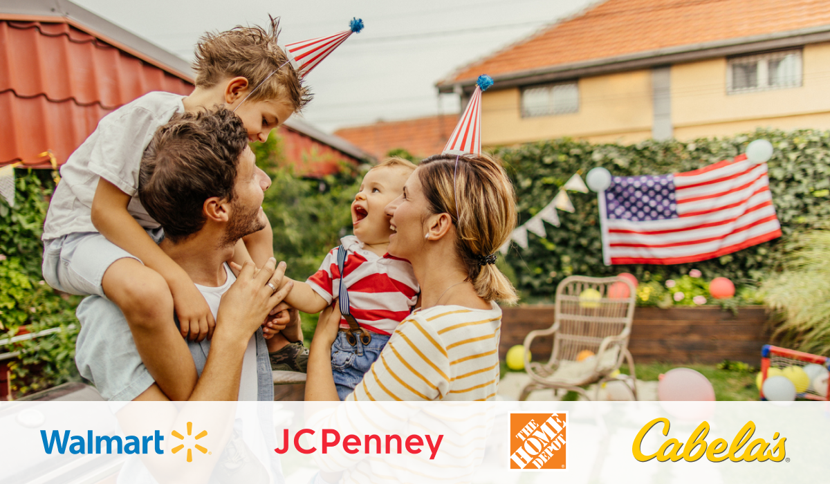 Celebrate this 3-day weekend and get supplies from brands like Walmart, JCPenney, The Home Depot, and Cabelas