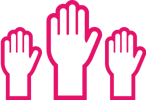 Three raised hands icon