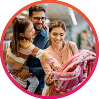 Family shopping for clothing