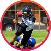 Youth football players in action on the field