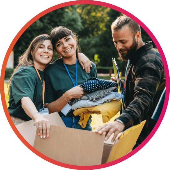 group of nonprofit volunteers working together