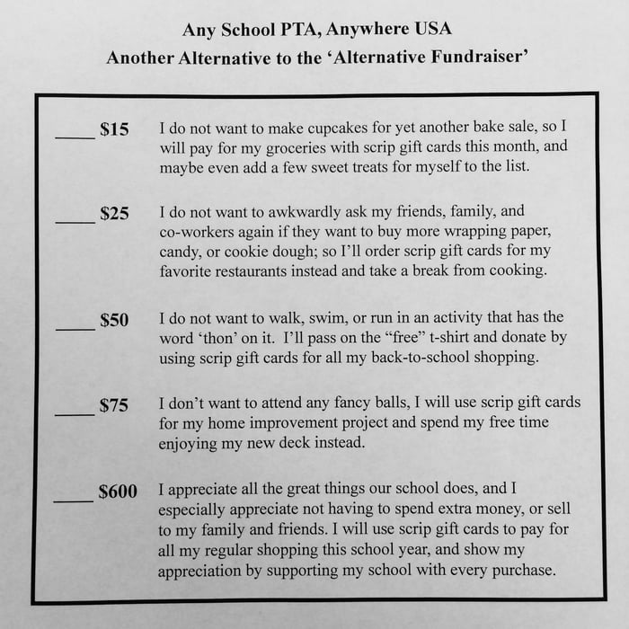 Scrip_Alternative_Fundraiser No-fundraiser fundraiser form RaiseRight gift cards