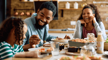 family dining at a restaurant