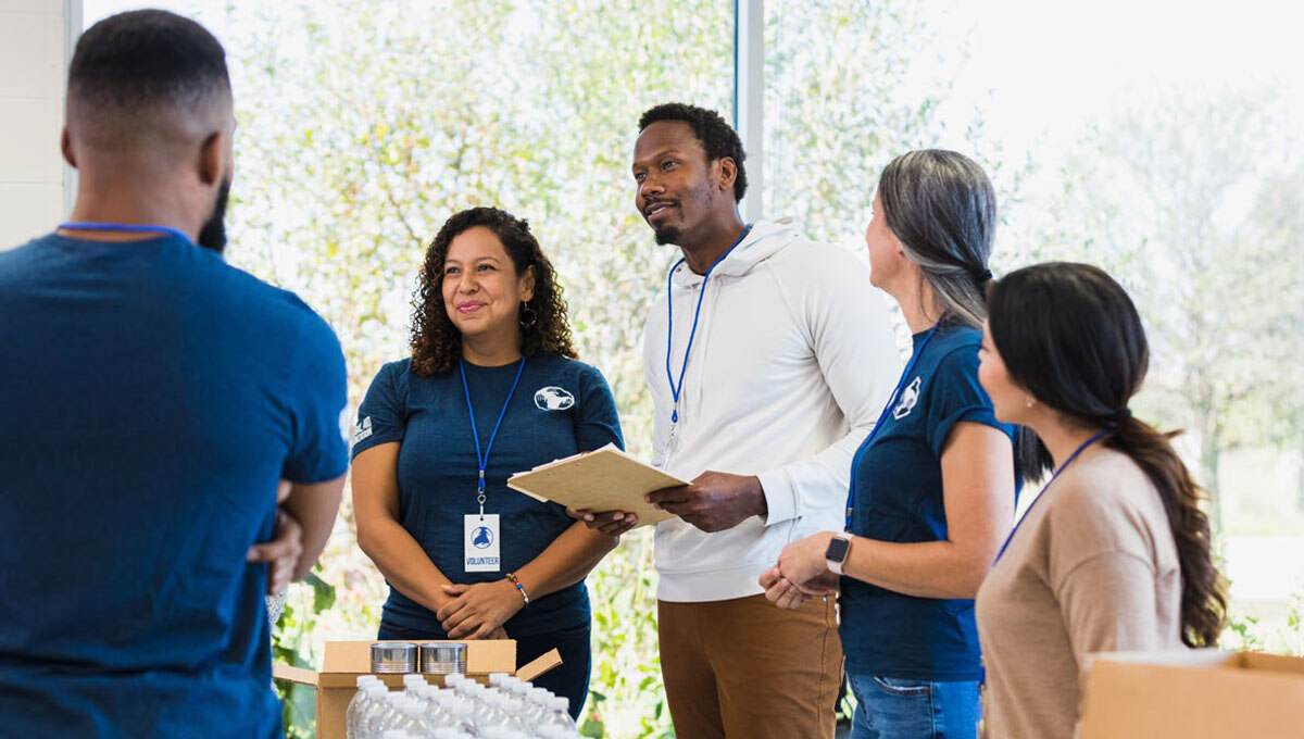 group of volunteers at an orientation