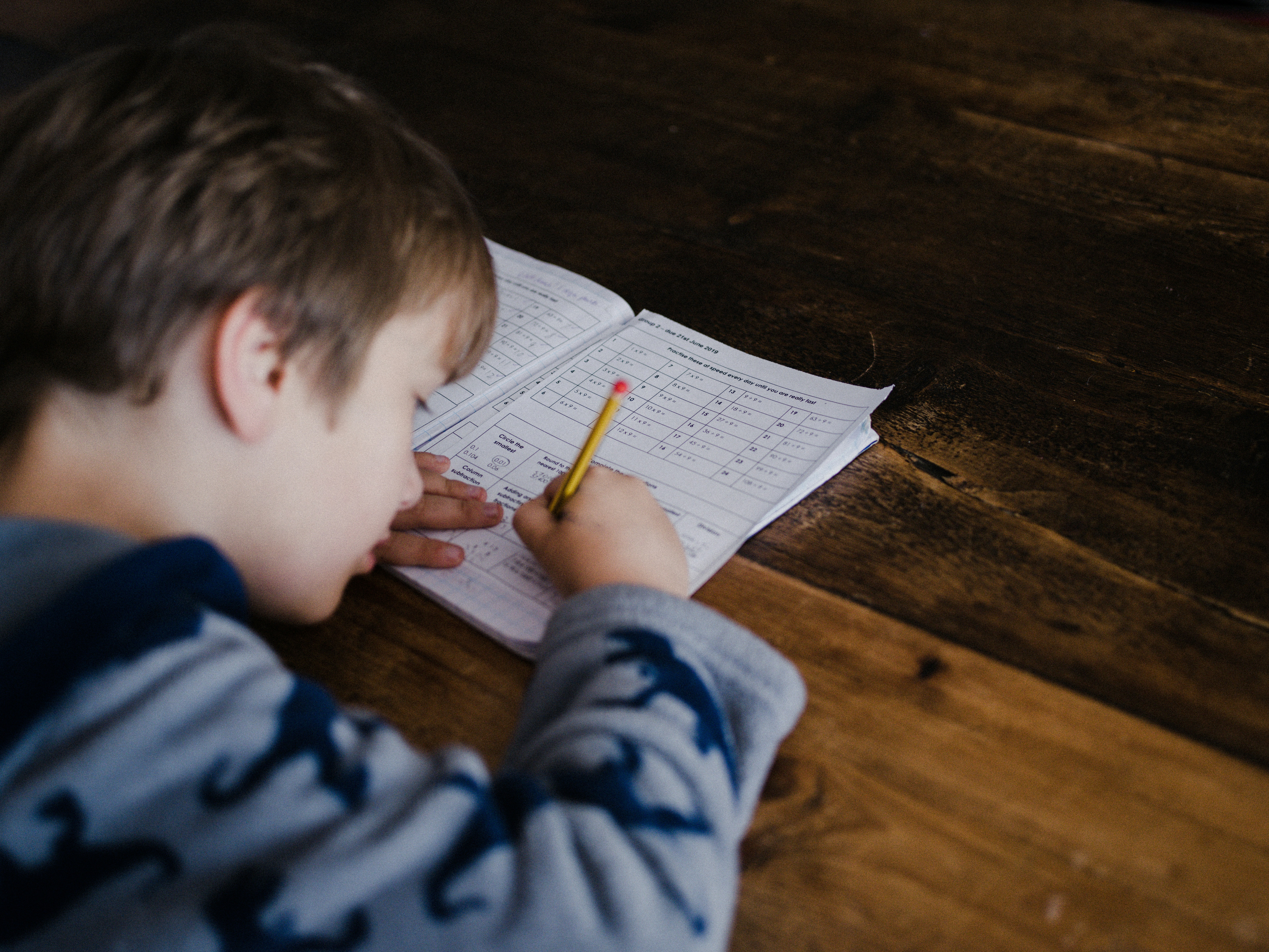 homeschool student taking an exam