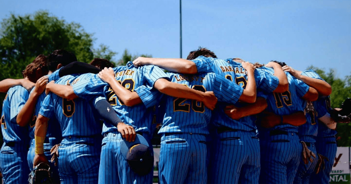 Lightning Baseball team huddle