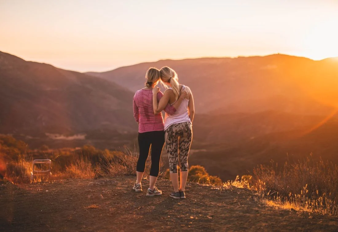 mother and daughter on a hiking trip