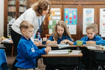 St. John Parish teacher and students in classroom