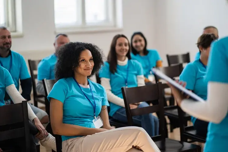 volunteer group attending a meeting