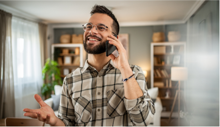 man having conversation on the phone with a fundraising partner