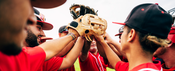 Baseball team huddle
