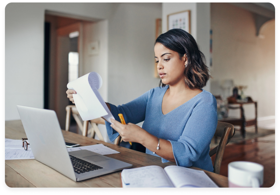 Woman reviewing and assessing Arizona allowable ESA expenses
